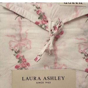 Laura Ashley Queen Sheet Set Floral Ribbon Stripe Pink 4pc Cottage New🩷